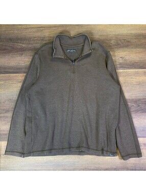 Eddie Bauer Men 2XL Quarter Zip Pullover Ribbed Sweater